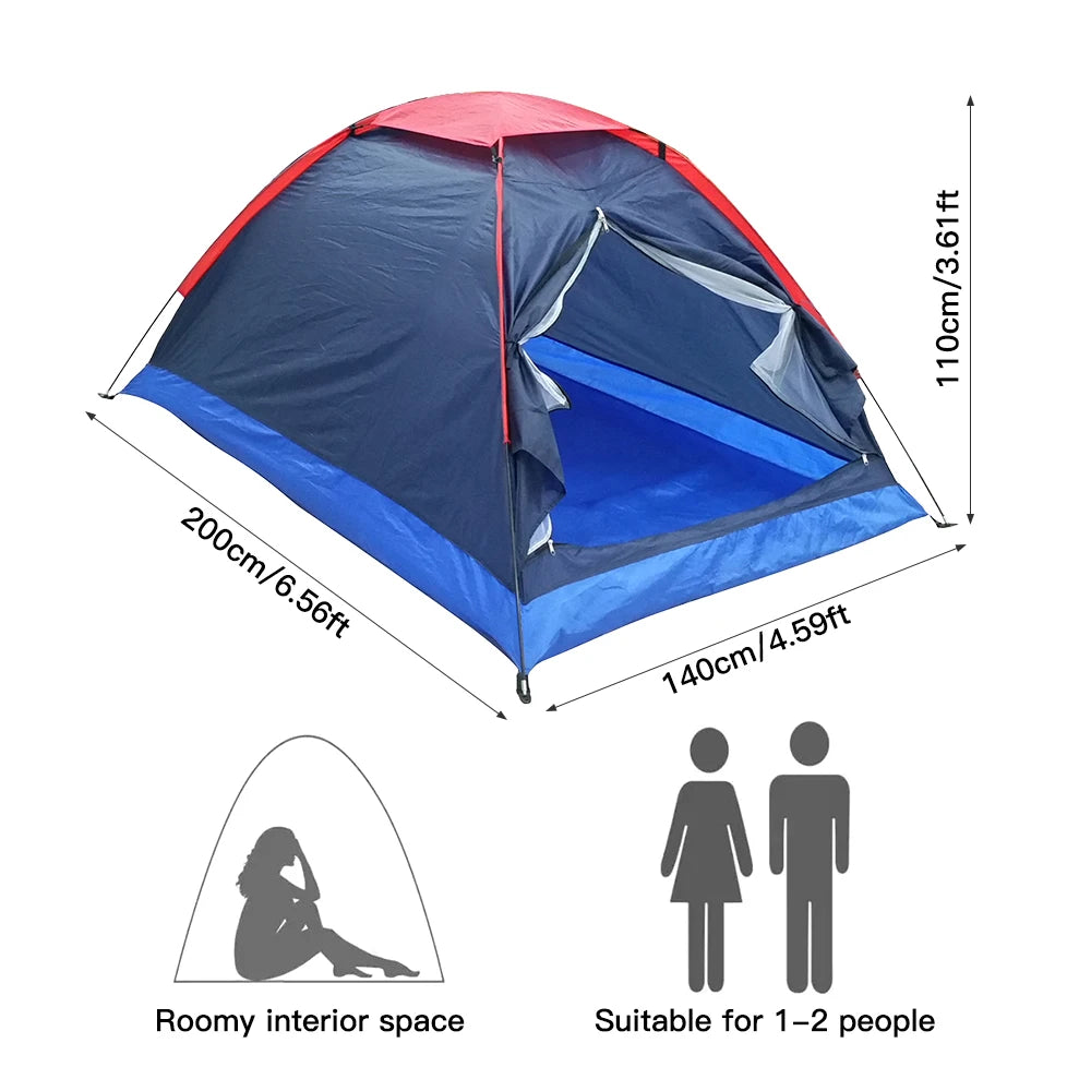 2-Person Single Layer Outdoor Camping Tent – Lightweight Travel Tent with Carry Bag
